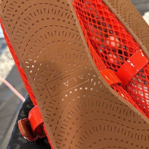 Alaïa mesh fishnet orange sanguine red flats - Picture 4 of 4